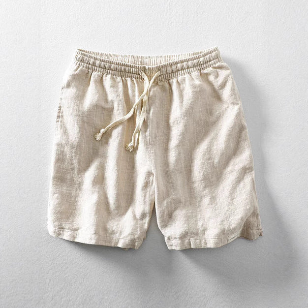 Pánské letní ležérní zkrácené kalhoty s pruhovaným vzorem a potiskem