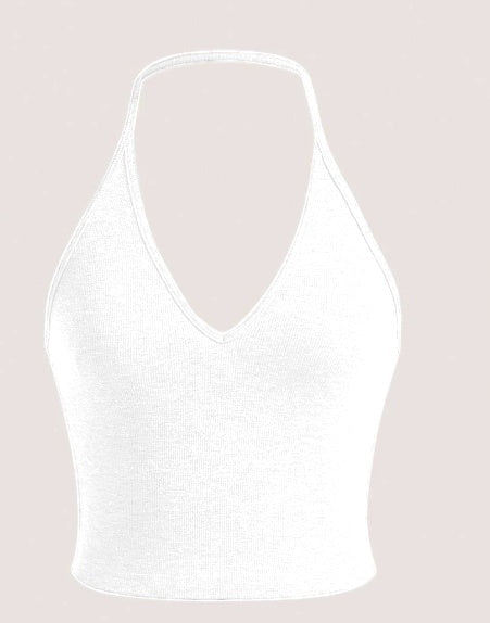 RibbedStrap Crop Top – ležérní top s ramínky