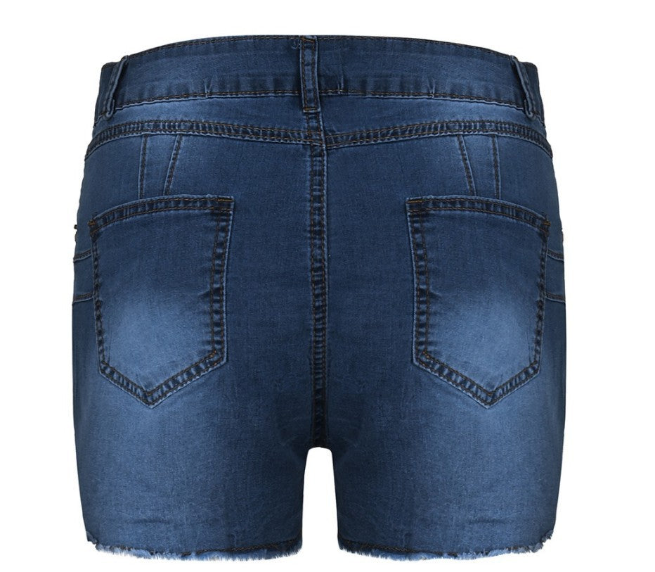 FrayFit Denim – strečové džínové kraťasy s třásněmi