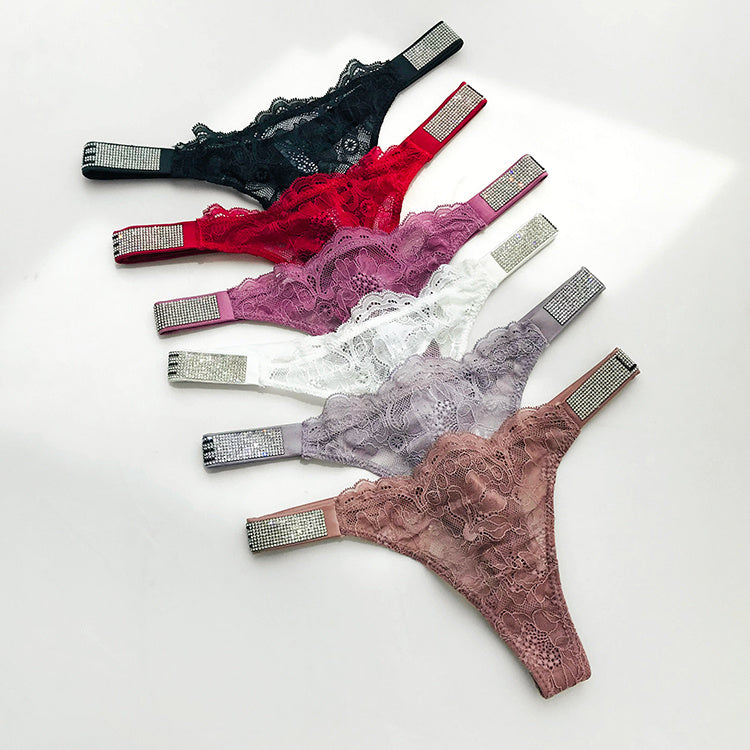 Glam Jewel – průhledná krajková tanga s drahokamem