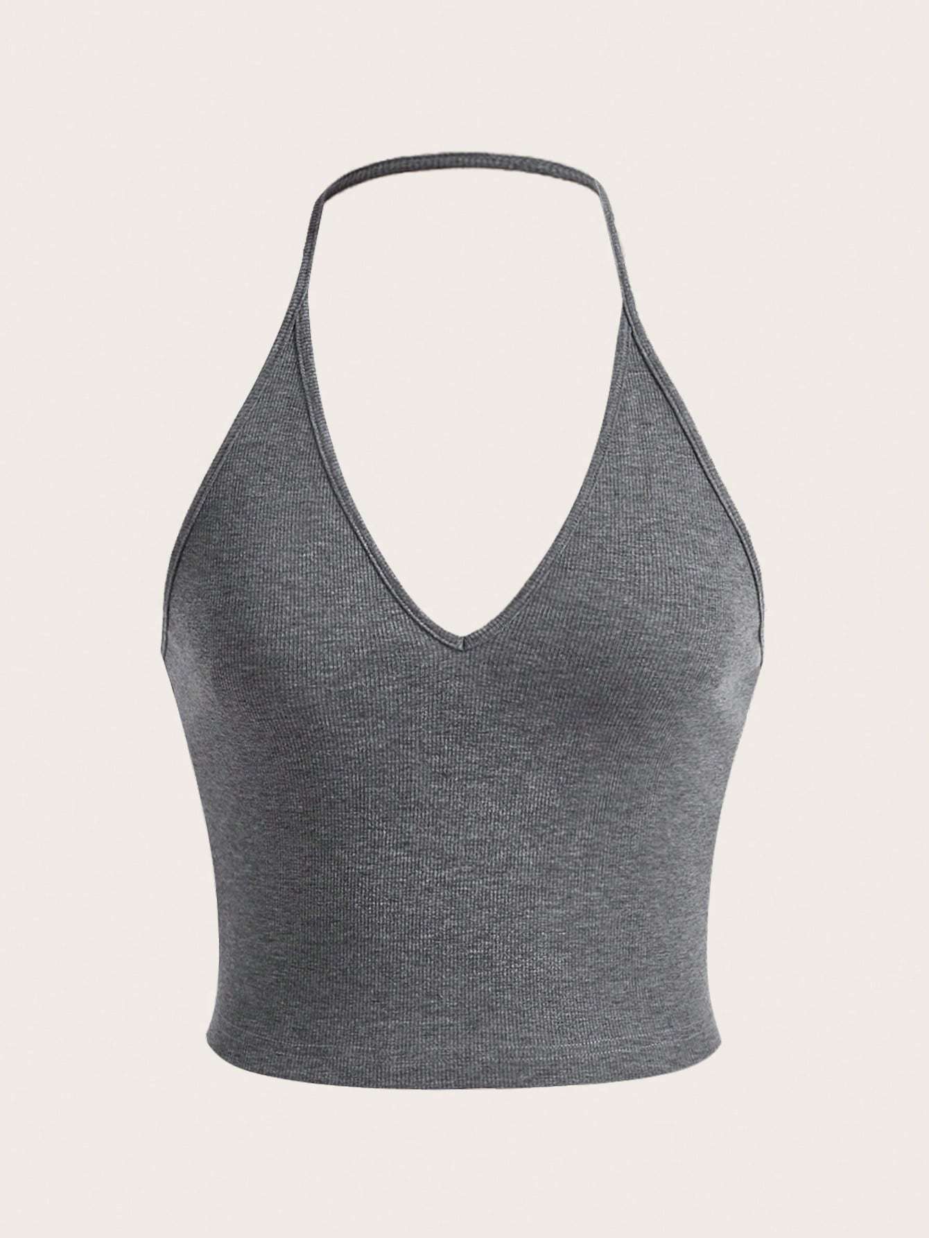 RibbedStrap Crop Top – ležérní top s ramínky