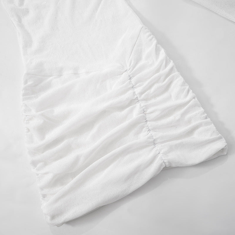Celestia Mesh – stylové skládané mini šaty s odhalenými rameny