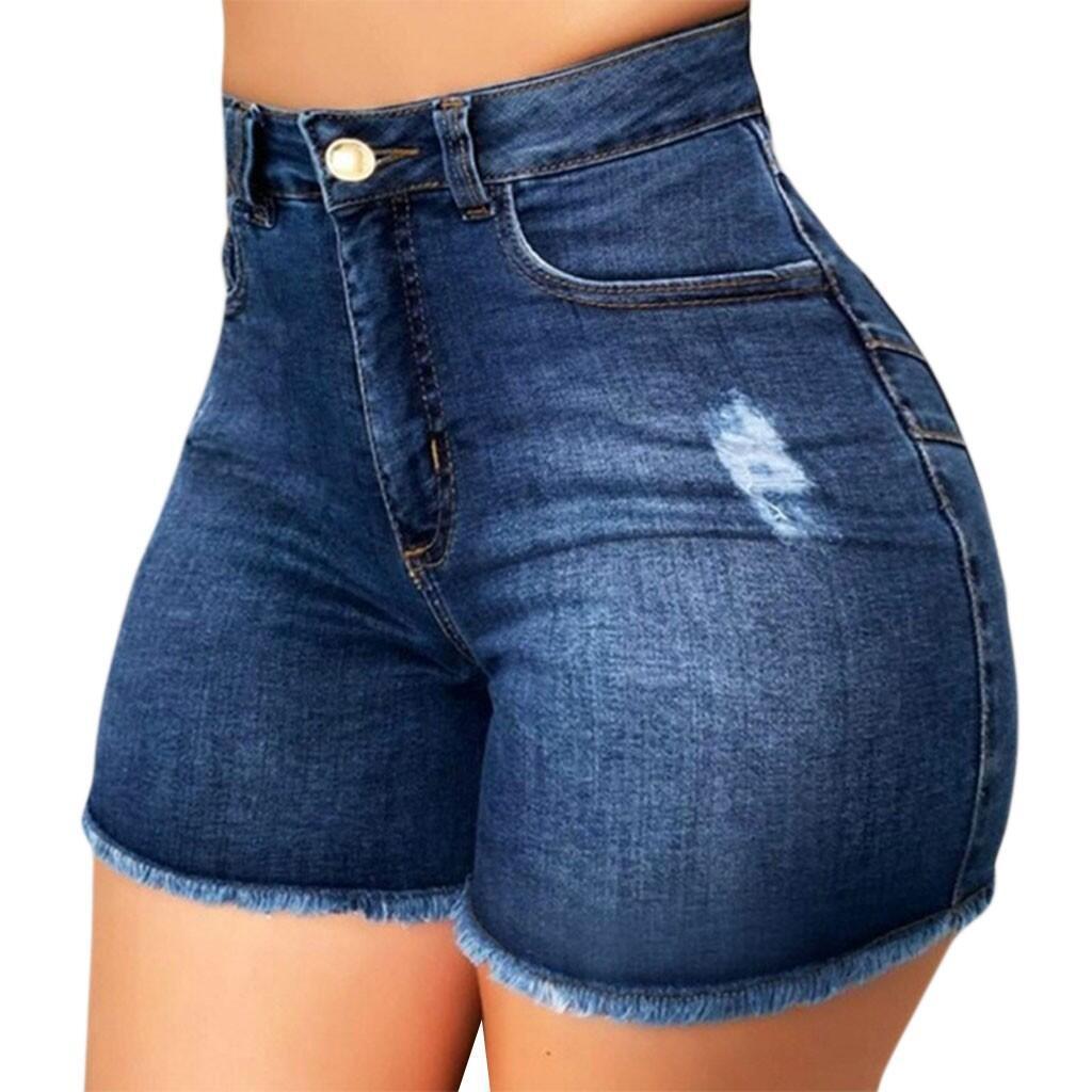 FrayFit Denim – strečové džínové kraťasy s třásněmi