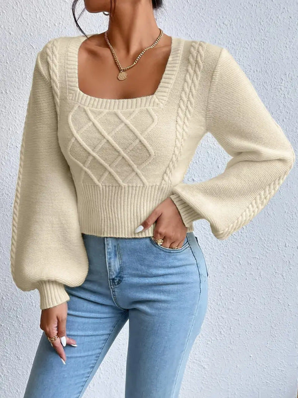 SquareSoft – sweater with a square neckline and fine ribbing