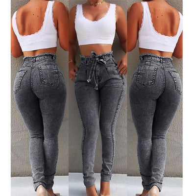 CurvyFit™ high waist fringed denim jeans