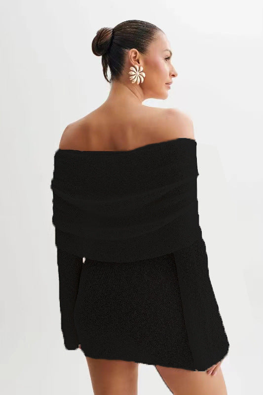 Off-Shoulder Knit Mini – elegantní pletené šaty