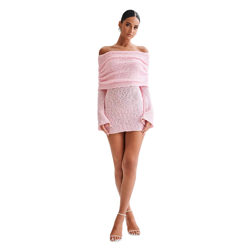 Off-Shoulder Knit Mini – elegantní pletené šaty