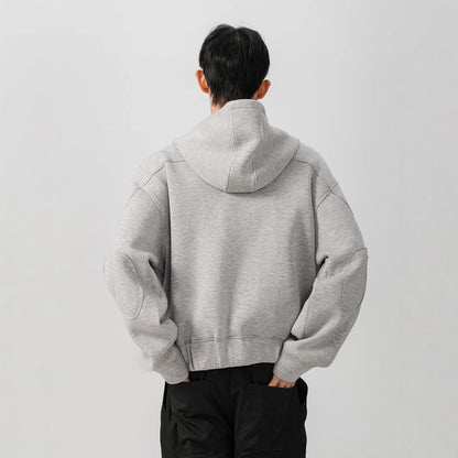 Americký krátký kardigan s kapucí a dvojitým zipem