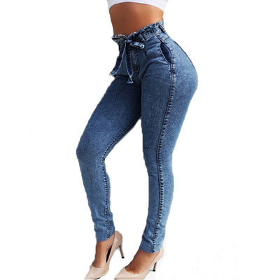 CurvyFit™ high waist fringed denim jeans