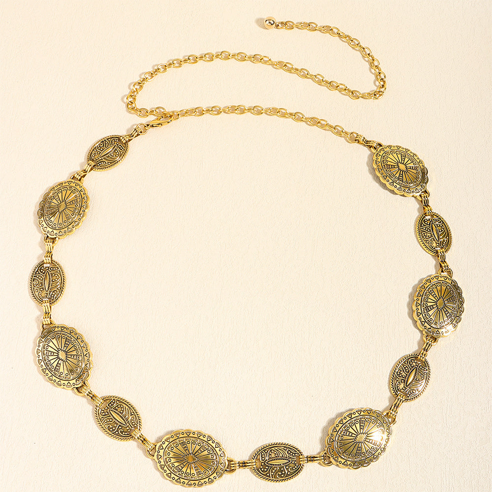 Elenari – vintage dámský kovový řetízek do pasu