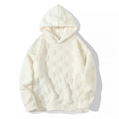 Volný mikina s kapucí a velkými kostkovanými rukávy evropské velikosti