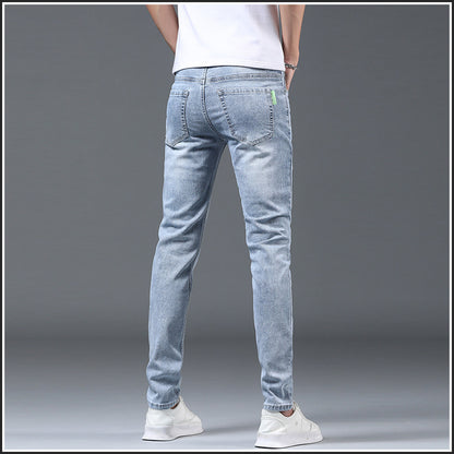 Tenké pánské volnočasové džíny s roztrhaným střihem