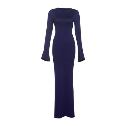SapphireSilhouette – slim fit maxi šaty s otevřenými zády