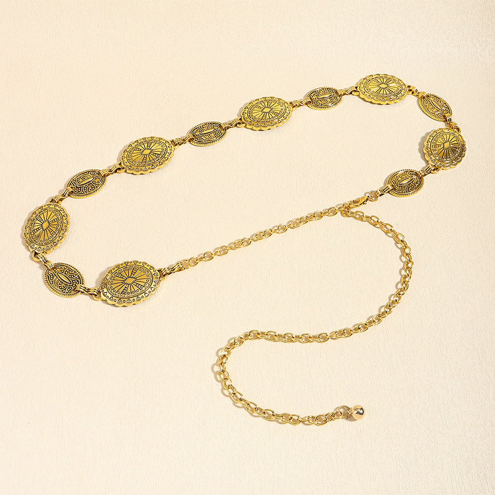 Elenari – vintage dámský kovový řetízek do pasu