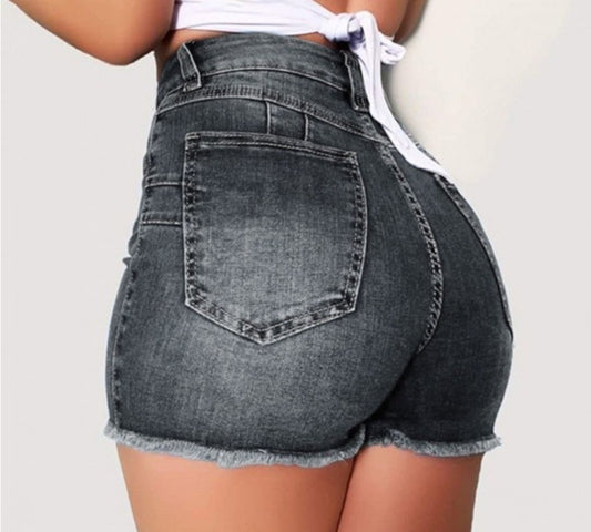 FrayFit Denim – strečové džínové kraťasy s třásněmi