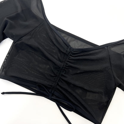 BlackMesh 4v1 Set – stylové síťované plavky s dlouhým rukávem