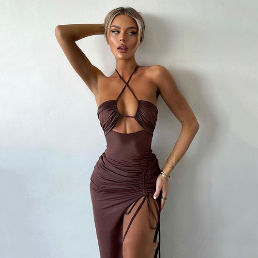 Siren Halter – šaty s rozparkem a šněrováním