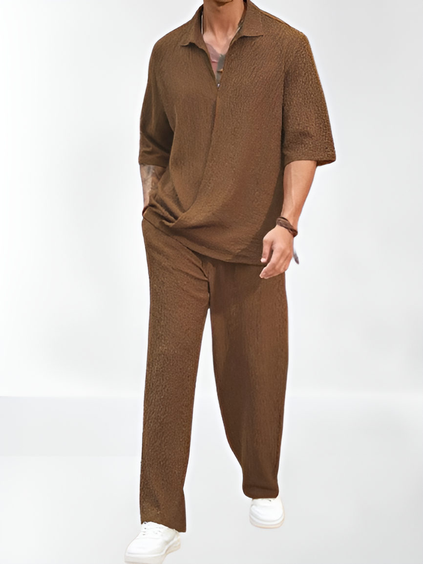 Vertoro – pánský komplet s krátkým rukávem a rovnými kalhotami