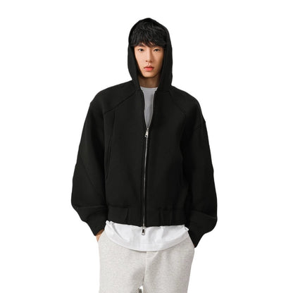 Americký krátký kardigan s kapucí a dvojitým zipem