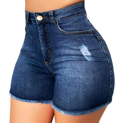 FrayFit Denim – strečové džínové kraťasy s třásněmi