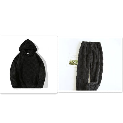 Volný mikina s kapucí a velkými kostkovanými rukávy evropské velikosti