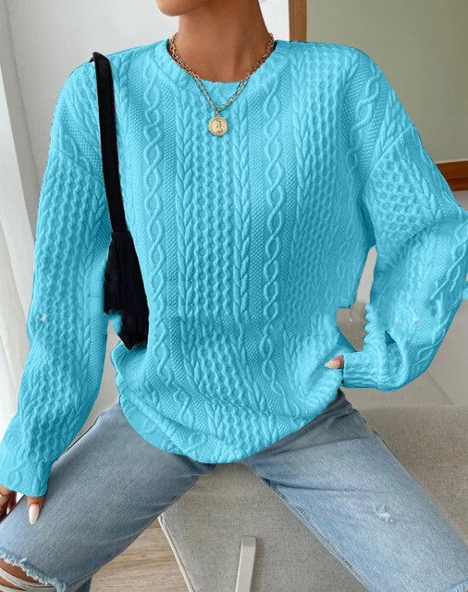 CozyWeave – žakárový svetr s kulatým výstřihem
