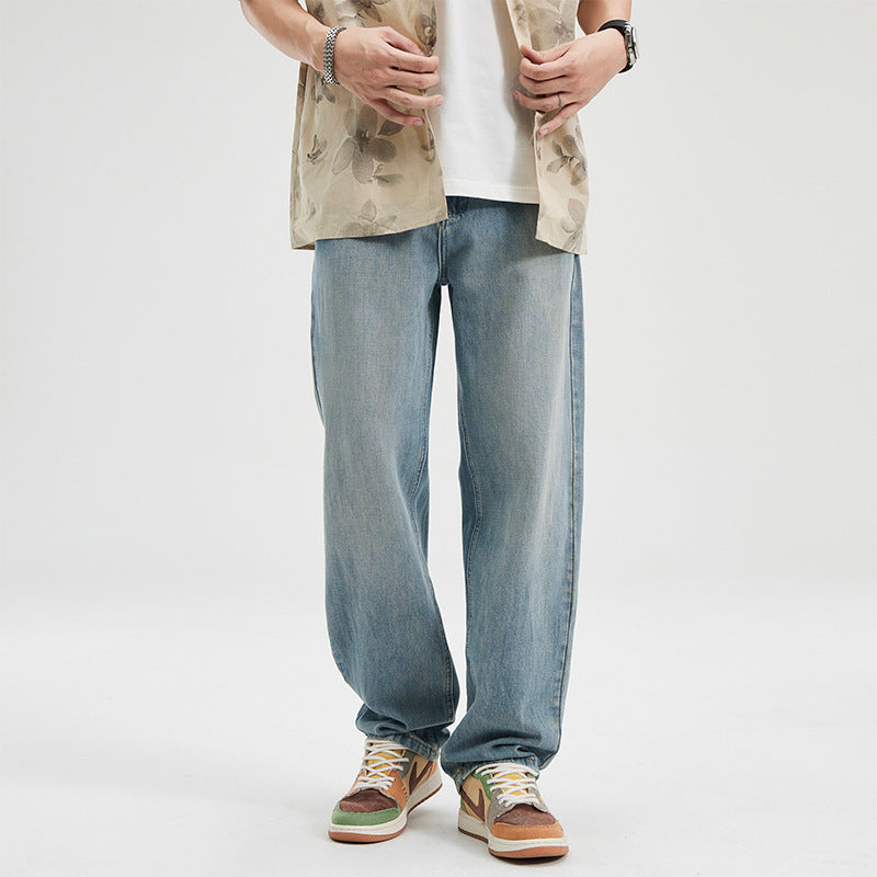 Pánské módní univerzálně sladěné kalhoty baggy rovného střihu