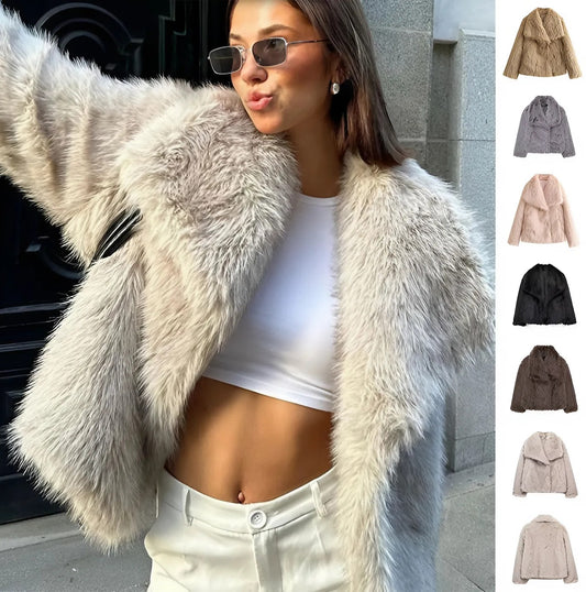 Arctic Glam – luxusní zimní plyšový kabát s dlouhým rukávem