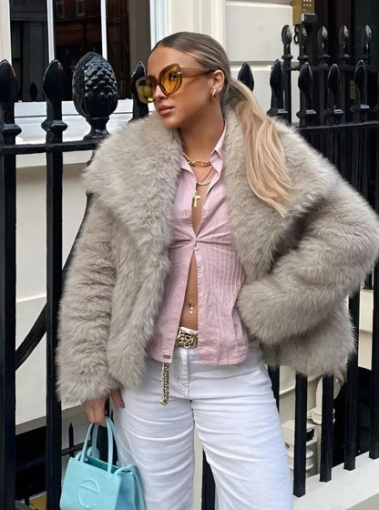 Arctic Glam – luxurious winter plush coat with long sleeves