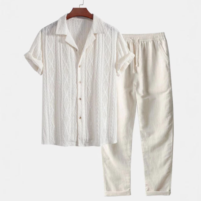 Camvolta – slim fit souprava s krátkou košilí a kalhotami