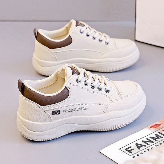 K-Style Leather – dámské kožené bílé boty v korejském stylu