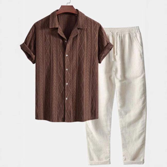 Camvolta – slim fit souprava s krátkou košilí a kalhotami