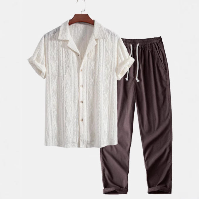 Camvolta – slim fit souprava s krátkou košilí a kalhotami