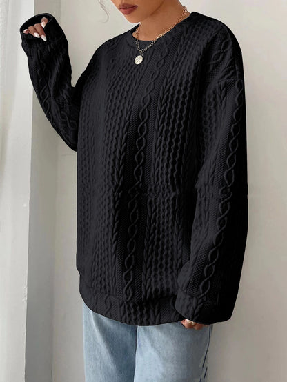 CozyWeave – žakárový svetr s kulatým výstřihem