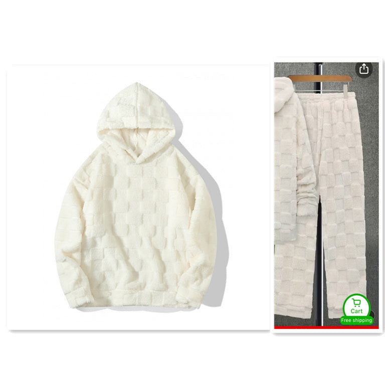 Volný mikina s kapucí a velkými kostkovanými rukávy evropské velikosti