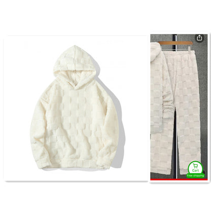 Volný mikina s kapucí a velkými kostkovanými rukávy evropské velikosti