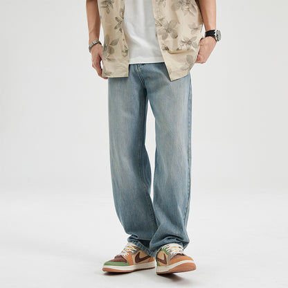 Pánské módní univerzálně sladěné kalhoty baggy rovného střihu