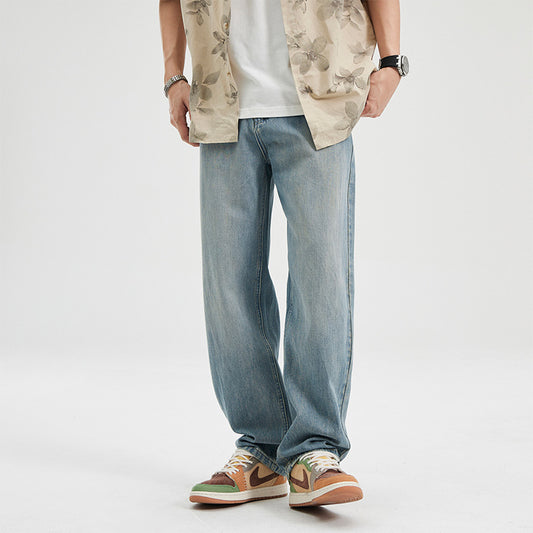 Pánské módní univerzálně sladěné kalhoty baggy rovného střihu