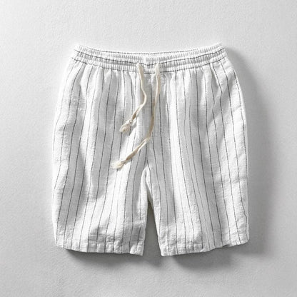 Pánské letní ležérní zkrácené kalhoty s pruhovaným vzorem a potiskem