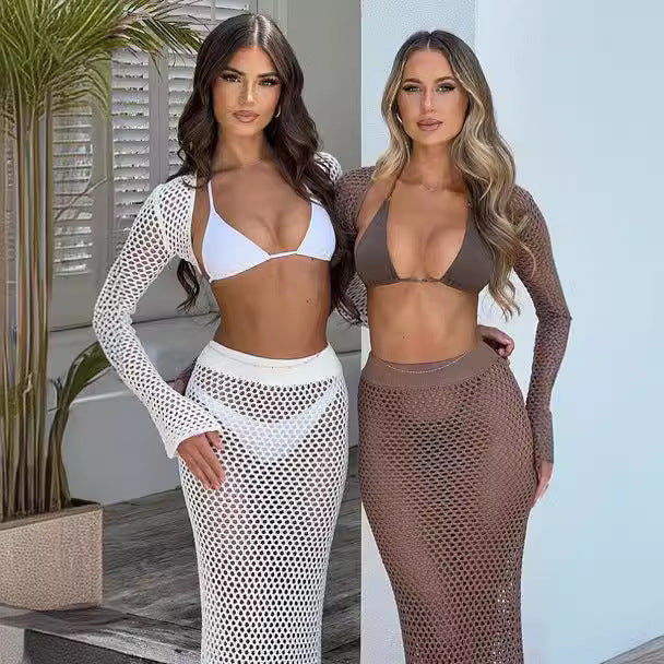CoastalMesh Allure – plážový dvoudílný komplet s dlouhými rukávy
