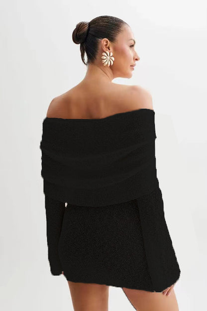 Off-Shoulder Knit Mini – elegantní pletené šaty