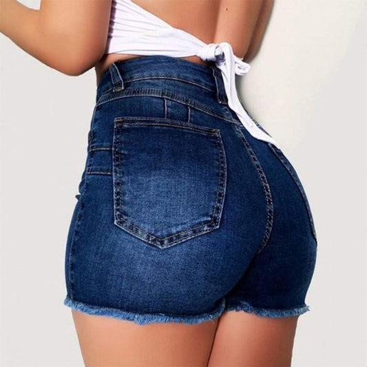 FrayFit Denim – strečové džínové kraťasy s třásněmi
