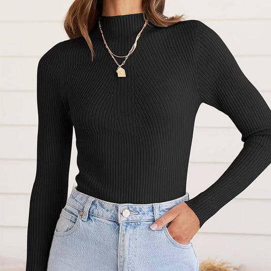 VelvetMuse – elegantní slim fit tričko s dlouhým rukávem