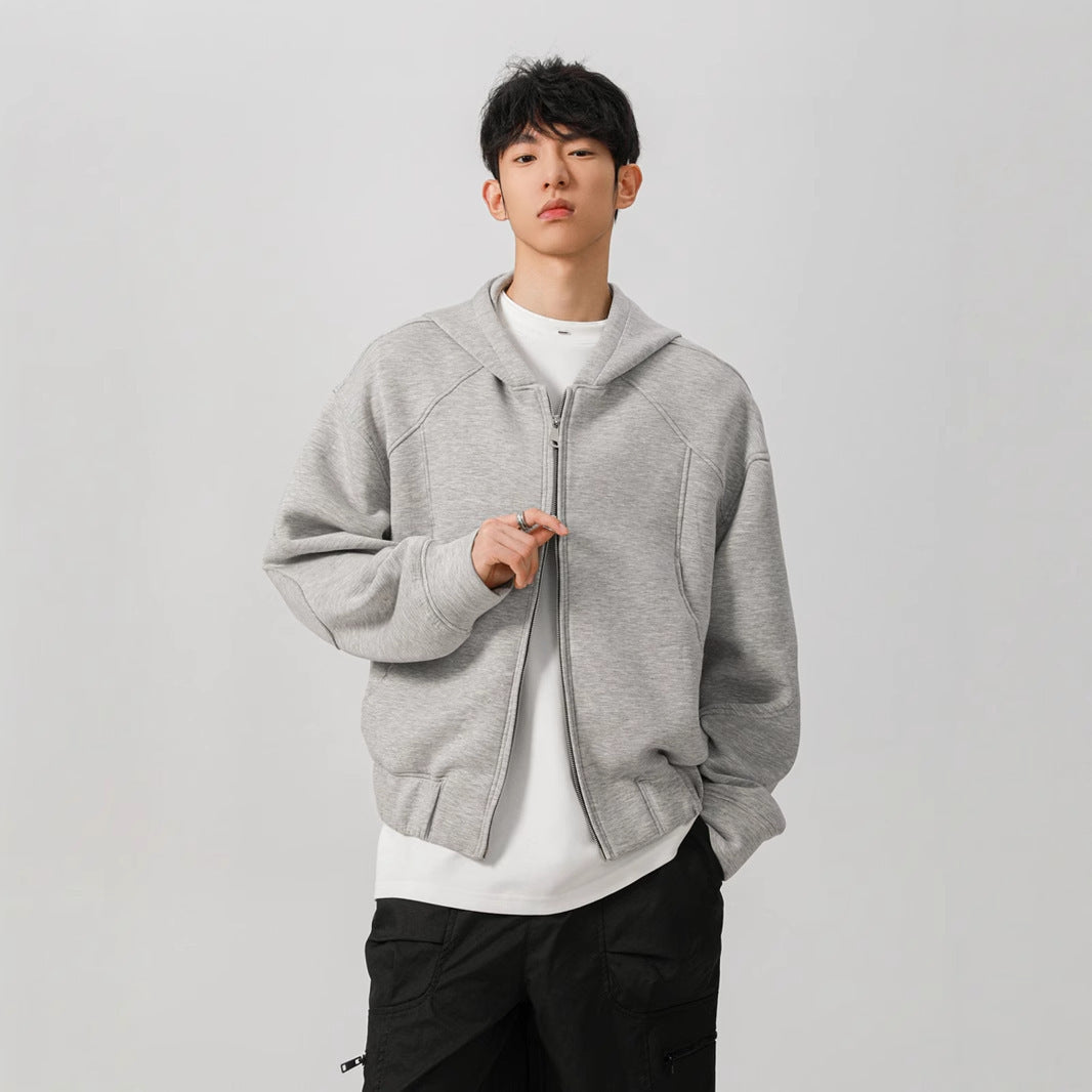 Americký krátký kardigan s kapucí a dvojitým zipem