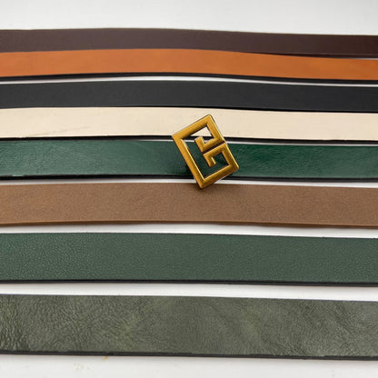 Bellara – dámský pásek s bronzovou čtvercovou přezkou