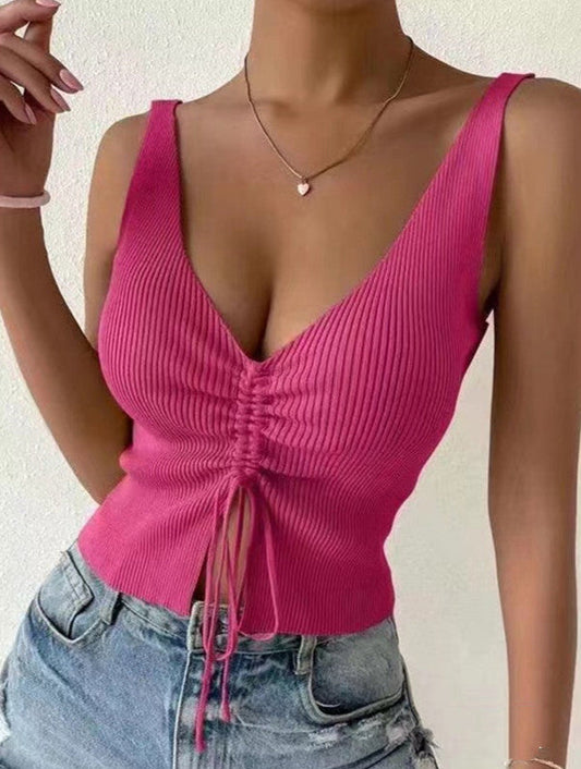 Summer Fashion Drawstring American Hot Girl Versatile Drawstring Vest