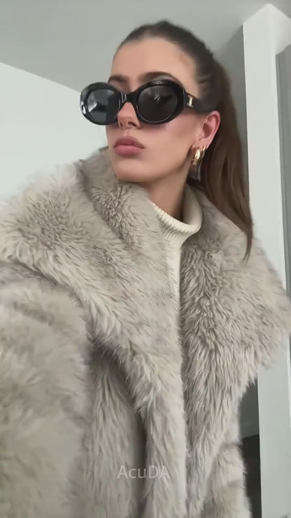 Arctic Glam – luxurious winter plush coat with long sleeves
