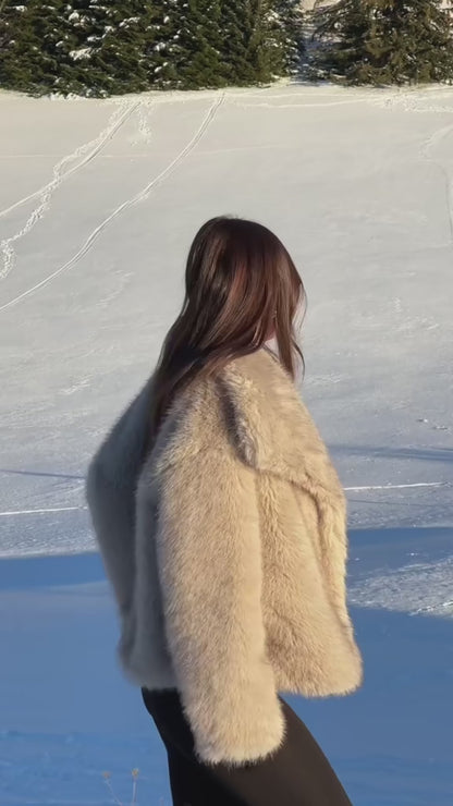 Arctic Glam – luxurious winter plush coat with long sleeves